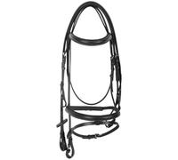 Rein for Horse Rênes de cheval avec bride en caoutchouc, licou cuir, outils d'équitation for cavaliers(BLACK M)