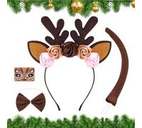 Reindeer Antlers Headband - Festive Elk Hair Accessory, Cute Plush Christmas Headwear, Soft Decorative Costume Piece for Winter Holiday Party Cosplay Outfit, Seasonal Apparel, 7.87x9.84 Inches