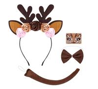 Reindeer Antlers Headbands | Cute Deer Ear Head Accessories | Christmas Ears Headband and Tails Cosplay for Halloween Holiday Party Props Women's Costume, Carnival, Elves Favours