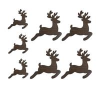 Reindeer Christmas Decor 7 Pieces Tree Wooden LED Warm Lamp Sign Set | Festive Charm With Seven Piece Wooden Reindeer Christmas Decor Set Featuring Warm LED Adhesive Accent Lighting