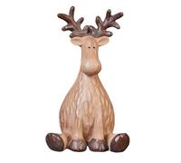 Reindeer Figurines - 7 inches Resin Elk Statue Ornament for Christmas Decoration, Holiday Accent with Collectible Sculpture Function, Desktop Reindeers for Bedroom Table Shelf Bookshelf Display