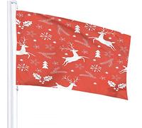 Reindeer Flag 3x5 FT Christmas Deer Antler Mistletoe Tree Berry Leaf Star Outdoor Flags Large Welcome Yard Banners Home Garden Yard Lawn Decor