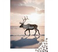 Reindeer Walking in Snowy Landscape at Sunset Puzzle, 1000 pièces | Pour une longue soirée puzzle après le travail : Puzzle 1000 pièces adulte ; pour une activité tranquille chez soi.