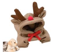 Reindeers Dog Outfit, Christmas Elk Costume, Warm Winter Jumpsuit, Fleece Hoodie Apparel, Holiday Party Clothes for Small Dogs Cats Pets Indoor Outdoor, Festive Dress-Up Fun