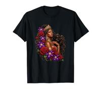 Reine Africaine avec Roses Rouges et clématites Violettes T-Shirt
