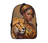 reine africaine sacs à dos unique cool étudiant cartable léopard 3d imprimé sac d'école 2 compartiment-16,12 ans et plus garçon et fille pour les voyages les affaires