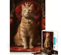 Reine Chat Tabby Orange Puzzle de 1000 pièces pour Adultes Jeu de réflexion Stimulant et apaisant Pièce de Collection de qualité (50x75cm)