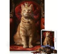 Reine Chat Tabby Orange Puzzle de 1000 pièces pour Adultes Jeu de réflexion Stimulant et apaisant Pièce de Collection de qualité (50x75cm)