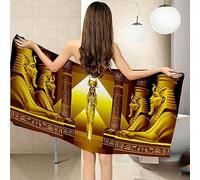 Reine D'Egypte Motif Serviette De Plage en Microfibre, Très Absorbante Motif Imprimé en 3D Plage Voyages Gym Bain Sauna Piscine Serviette 70 X 150 Cm pour Le Camping, La Natation