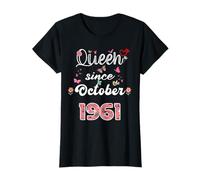 Reine depuis octobre 1961 fleurs 1961 octobre anniversaire T-Shirt