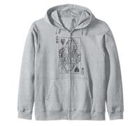 Reine des Cœurs Cartes à Jouer Costume Poker Distressed Sweat à Capuche