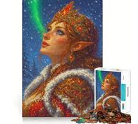 Reine des Elfes d'hiver avec Aurore Puzzle de 1000 pièces pour Adolescents Jeu Stimulant Le Cerveau Emboîtement précis sans espaces Activité relaxante en Groupe à l'intérieur (50x75cm)