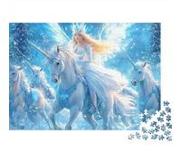 Reine des Licornes d'hiver, fée colorée sur Licornes Blanches, Puzzle de 1000 pièces pour Adultes, Magnifiquement illustré, activité stimulante à Faire à la Maison, 38 x 26 cm / 1000 pièces