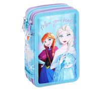 Reine des Neiges crayon Trousse remplie de fournitures scolaires pour enfants à 3 niveaux avec stylos, marqueurs Motif cochon, blanc cassé