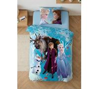 Reine des Neiges Housse de Couette 140x200 + Taie 65x65 100% Coton Disney | Parure de lit réversible 1 personne | Coton naturel respirant Oeko-Tex | Elsa Anna Olaf | Fille 3-10 | Cadeau | Idée cadeau