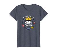 Reine du canapé : détente Royale drôle Lounge T-Shirt, Femme, Bleu Chiné, 3XL