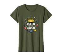 Reine du canapé : détente Royale drôle Lounge T-Shirt, Femme, Olive, XL