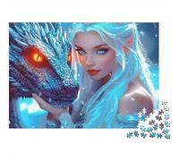 Reine du Dragon de Glace_1 Puzzle 1000 Pièces Adulte en Carton Recyclé, Jeu De Puzzle À Assembler Soi-même défi Entre Amis pour Un Moment De Complicité, Étoile du Cadeau De Noël 38x26cm/1000pcs
