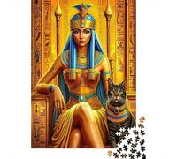 Reine Égyptienne Antique Puzzle 1000 Pièces Papier pour Adultes Chat Gemme Détente Décoration Cadeau 52x38cm/1000pcs