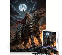 Reine guerrière chevauchant Un Dragon au Clair de Lune Puzzle de 1000 pièces pour Adolescents Détection de logique, Anti-Stress, Amusant, découpe Nette, (50x75cm)