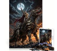 Reine guerrière chevauchant Un Dragon au Clair de Lune Puzzle de 1000 pièces pour Adolescents Entraînement de la mémoire Évasion paisible Découpe Impeccable Cadeau d'hiver (38x26cm)