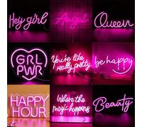 Reine, Hé la fille, Beauté, Ange, Vous êtes vraiment jolie, Soyez heureuse, Heure de pointe, Là où la magie se produit Enseigne au néon, Enseignes lumineuses au néon LED rose pour la décoration murale
