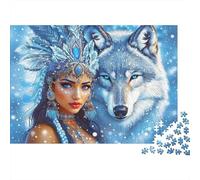 Reine Loup Hiver Puzzles 1000 Pieces Cadeau Unique intéressant Jeu Éducatif Challenge Toy À De Qualité Supérieure Peinture Art pour Adultes Enfants 38x26cm/1000pcs