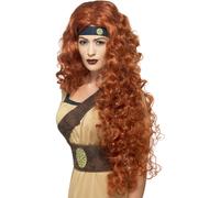 Reine Médiévale Perruque Auburn Warrior Braveheart Long Bouclé Fancy Accessoire