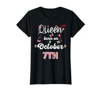 Reine née le 7 octobre fleurit le 7 octobre anniversaire T-Shirt