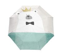 Reine Ours Blanc Parapluie Pliant Ouverture et Fermeture Automatique Protection UV Parapluies Pliant Coupe-Vent Ultra-léger pour Voyager Plage Femmes Enfants Fille