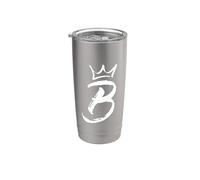 Reine Roi Lettre B - Lettre préférée avec alphabet couronne Gobelet isotherme en acier inoxydable double paroi