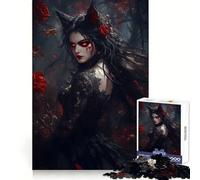 Reine Vampire dans la Forêt de Roses Puzzle de 1000 Pièces pour Adultes pour Développer Les Compétences Cognitives et Se Reposer Découpe Précise Cadeau Festif (38x26cm)