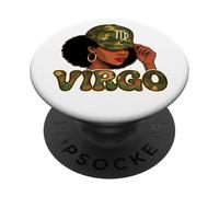 Reine Vierge Signe du Zodiaque Camouflage Afro Fille PopSockets PopGrip Adhésif