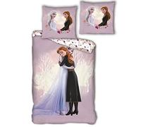 Reines des neiges 2 Aymax S.P.R.L. Parure de lit Disney Housse de Couette Frozen 140x200 cm + Taie d'oreiller 63x63 cm + 1 Porteclef Reine des neiges et Brosse à Cheveux