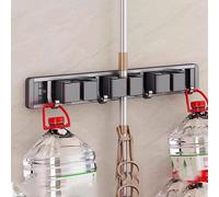 Réinitialisation Mural De Vadrouille Sans Crochet De Poinçonnage,Outil De Stockage Homop,Support En Fibre De Balai - Type Grey 3-Card 4-Hook #B