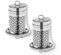 Reinmoson Infuseur à thé inox - Lot de 2, 3,8 x 5,6 cm boule à thé infuseur ultra-fin en acier inoxydable 304 avec couvercle fileté, filtre à thé idéal pour thé en vrac, rooibos, thé noir, etc.