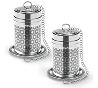 Reinmoson Infuseur à thé inox - Lot de 2, 5 x 7,1 cm grande boule à thé infuseur ultra-fin en acier inoxydable 304 avec couvercle fileté, filtre à thé idéal pour thé en vrac, rooibos, thé noir, etc.