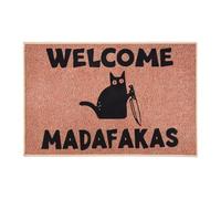 Reinscer 1 Pièce Chat Foncé Bienvenue Madafakas Paillasson Imprimé Décor à Cuisine Salle de Bain Décor Paillasson Amusant
