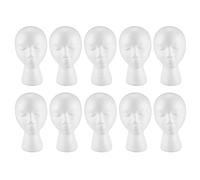 Reinscer 10 x Mannequin en mousse pour perruque, présentoir chapeau, porte-perruque, tête en mousse blanche