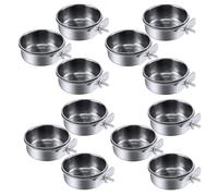 Reinscer 12 pièces mangeoire tasse en acier inoxydable perroquets mangeoire tasse animal cage eau nourriture bol S
