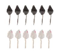 Reinscer 12 PièCes SéRies Faux Souris Chat pour Animaux de Compagnie Chat à Poils Longs Souris Sonore Cliquetis Doux RéEl de Fourrure de Lapin Son GrinçAnt Chat Jouet