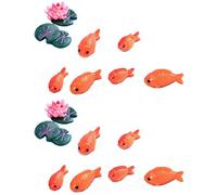 Reinscer 16 pièces/lot de figurines miniatures de poisson rouges décoratives mini fée animaux de jardin mousse micro paysage ornements résine jouet