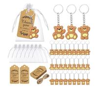 Reinscer 20 Pièces Souvenirs de Fête Prénatale Cadeau Ours Porte-Clés Sac en Organza Étiquette de Remerciement Kraft pour Les Invités Fourniture de Fête d'anniversaire Fille Garçon