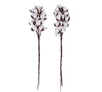 Reinscer 20 PièCes Tiges de Coton, Fausses Fleurs de Coton, Tiges Florales de Coton Artificielles DéCorations de Ferme pour Vase DéCor à