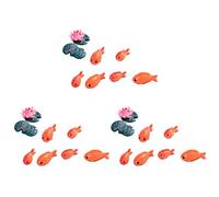 Reinscer 24 pièces/lot de figurines miniatures de poisson rouges décoratives mini fée animaux de jardin mousse micro paysage ornements résine jouet