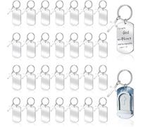 Reinscer 30 Pièces Ébauches de Porte-Clés en Métal Gravables Ébauches D'Estampage en Métal pour Graver Une Étiquette de Porte-Clés Vierge en Acier Inoxydable avec Trou