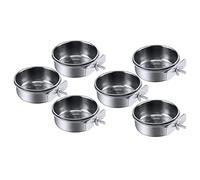 Reinscer 6 pièces tasse de mangeoire en acier inoxydable perroquet tasse animal cage eau nourriture bol S