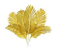 Reinscer 8 pièces Décoration de feuilles de palmier dorées artificielles Décoration de feuille de palmier tropicale dorée