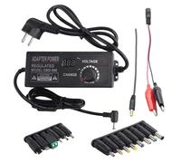 Reinscer Adaptateur secteur universel 3-36 V, 4 A, 144 W, 3 V, 5 V, 6 V, 9 V, 12 V, 15 V, 18 V, 20 V, 24 V, 30 V, 36 V, commutateur AC/DC réglable, prise européenne