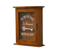Reinscer Armoire à clés murale rétro avec porte magnétique, rangement en bois avec 6 crochets, , installation facile, facile à utiliser - A